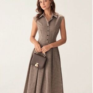 Classic Checkered Midi Dress